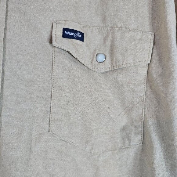 Wrangler Pearl Snap Button Up Shirt Men 1X Western Vintage Tan Horse Country - Picture 4 of 14